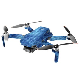 MightySkins Carbon Fiber Compatible with DJI Mini 2 Portable Drone - Blue Mystic Flames | Protective, Durable Textured Carbon Fiber Finish | Easy to Apply | Made in The USA
