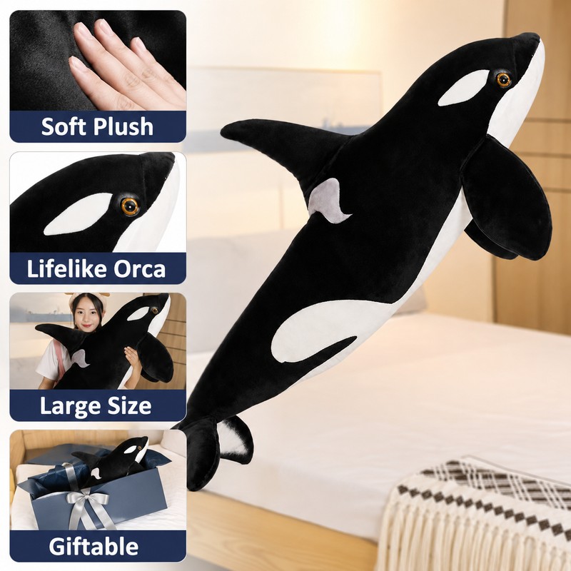 Orca Whale Plush Toy for Kids and Gifting - Lifelike
