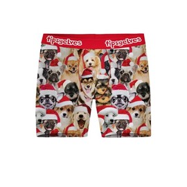 Tipsy Elves Funny Holiday Themed Boxer Briefs for Men - Red Puppies Underwear Size X-Large