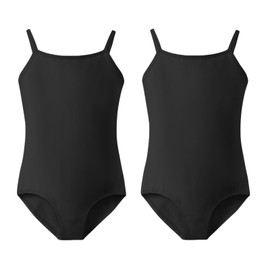 Girls Ballet Dance Gymnastics Leotards, Dancewear with Ballet Pants Set Nude & Black Seamless Adjustable Strap Ballet Costume For 3-16 Years Children (2PCS Black, 14-16 Years)