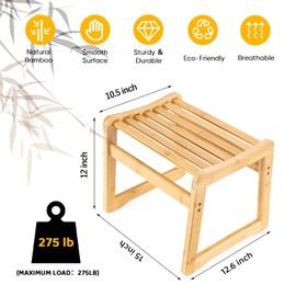 MillTu Bamboo Step Stool for Kids - Foot Rest Stool, Shoe Changing Stool for Living Room, Bedroom, Garden Leisure, Outdoor (Natural)