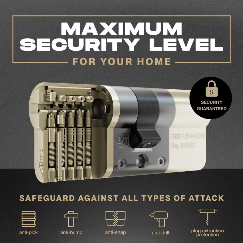 IRONWORX® Spectre Brass 35mm (Turn) / 35mm (Key) (70mm) Maximum-Security