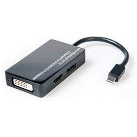 Laser 3-in-1 Mini DisplayPort to DisplayPort, HDMI, DVI Adapter - 8K UHD Support, Thunderbolt Compatible - Black