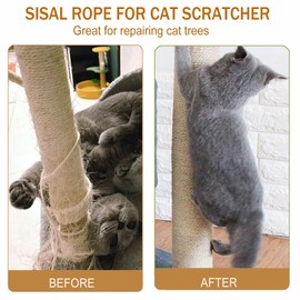 Sisal Rope for Cat Scratcher Replacement Rope for Cat Scratch Post,5mm 164FT Cat Tree Roper Twine for Cat Rope Scratching Post, Hemp Rope Jute String for Repairing, Recovering or DIY Cat Scratcher