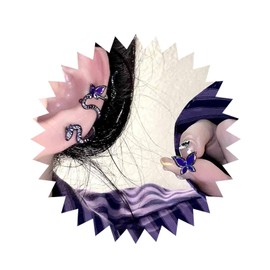 Aneneiceera Boho Purple Butterfly Ear Cuff Earrings Silver Butterfly Snake Cuff Wrap Earrings Acrylic Purple Butterfly Ring Helix Earrings Butterfly Snake Climber Clip, Zinc, No Gemstone