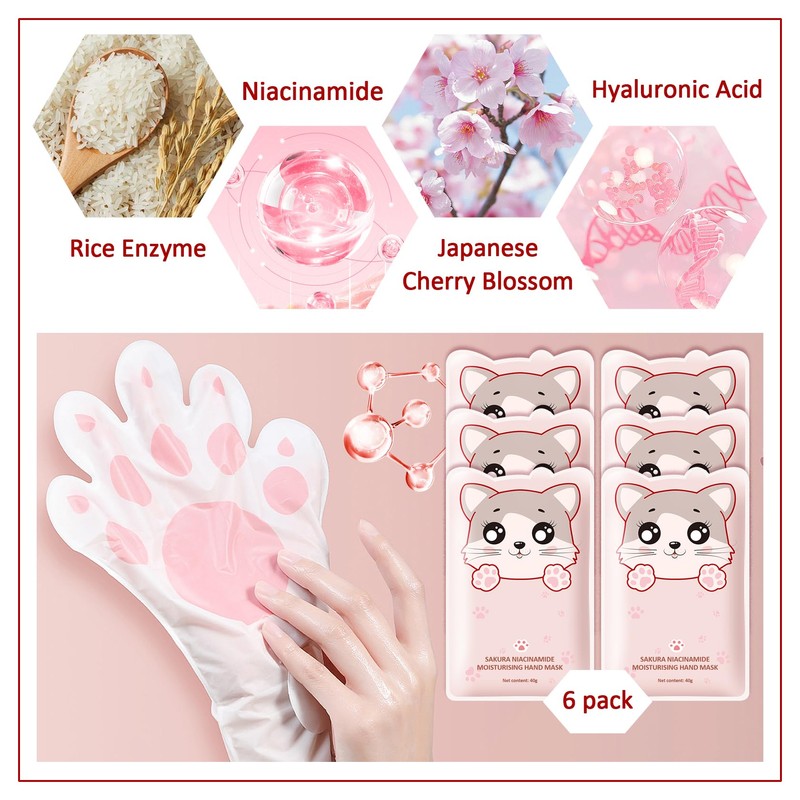Hand Masks Moisturizing Gloves,6 Pairs Hydrating Hand Peel Masks Gift