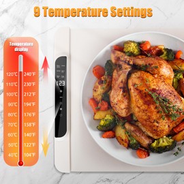 Warming Mat for Food, Fast 10s Full Surface Heating Food Warmer – 10 Temp Levels & Timer, Portable Electric Warming Tray for Buffet Parties & Home Use
