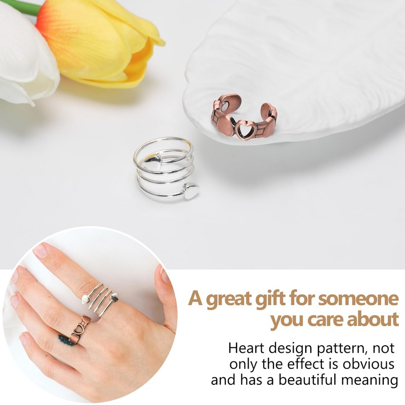 Feraco 2 PCS Copper Magnetic Therapy Rings for Women,99.99% Pure