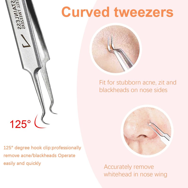 WSYUB Blackhead Tweezers, Pimple Popper Tool,Ingrown Hair Tweezers, Blackhead Extractor