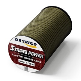 DASKIGO Elastic Bungee Shock Cord 3-8mm (Army Green, 3/16'' x 66FT)