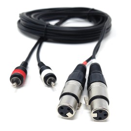 DRUT 6m Twin 2 x XLR Female Sockets to 2 x RCA Phono Male Plugs Shielded Stereo Audio Cable Compatible with Mixers, Amplifiers, Music Instruments 20ft