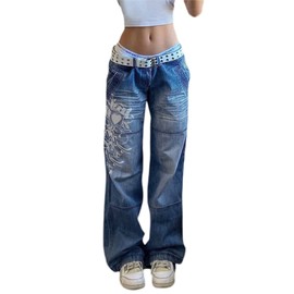 Women's Baggy Denim Pants High Waisted Y2K Wide Leg Oversized Plus Size Boyfriend Cargo Jeans Streetwear Trousers