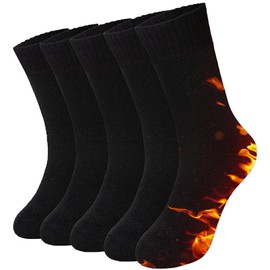 Josnown Thermal Socks Men's Winter Warm Wool Socks Outdoor Hiking Socks Thick Terry Cloth Sole Breathable and Cosy for Hiking, Home, Leisure 5 Pairs Size 39-45