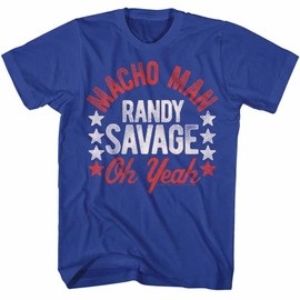 American Classics Macho Man 1980's Heavyweight Wrestler Roots of Macho 2 Adult T-Shirt Tee Blue