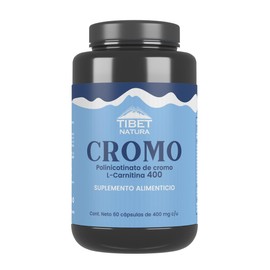 TIBET NATURA - Cromo Con L-Carnitina - Suplemento Alimenticio Con Polinicotinato de Cromo - 60 Cápsulas con 400 mg c/u - Sin Azúcar y Sin Sabor