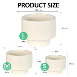 OXART Ceramic Plant Pot, 12.2+10+7.7 Planters for Indoor Plants, 3 Piece Large Plant Pot with Drainage, Home Garden Flower Pots for Indoor Outdoor Plants, Yellow