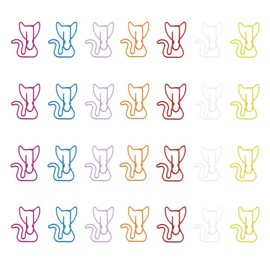 Cat Shaped Paper Clips, Zem Clips, Paper Clips, Large Capacity, Multipurpose, Convenient Storage, Document Organizer, Invitations, Sticky Notes, Letters, Notepads (Set of 24, 6 Colors)
