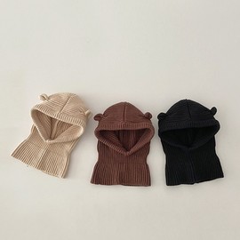 Baby Knitted Balaclava Hat Scarf Combo with Ear Protection for Autumn lf3479 Free Size / 48-50cm Coffee 3ea