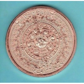 2 oz  "AZTEC CALENDAR"   design   Copper Round Coin   CUAUHTEMOC