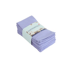 COTTONVILL 100% Cotton Cloth Napkins Highly Absorbent Fabric (18x18 inch 12 Pack, 25-Pastel Lilac)