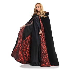 UNDERWRAPS Women's Full Length Hooded Cape - Deluxe Velour - Antique Red