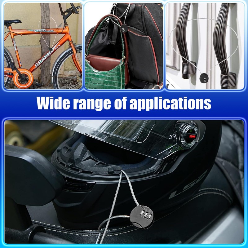 Wire Rope Lock, 2 Pcs Mini Code Lock, Wire Rope