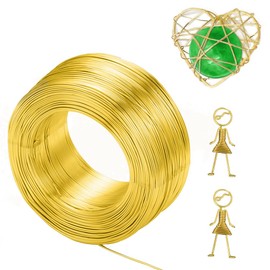Zasvec Craft Wire Gold 1 Roll Aluminium Wire 2 mm x 30 m Jewellery Wire for Crafts Aluminium Wire 2 mm Aluminium Craft Wire Gold Aluminium Wire for Crafts for Handmade Decorations