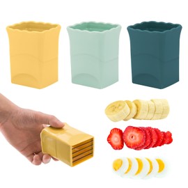 3PCS Strawberry Slicer: Fruit Slicer Cup, Strawberries Cutter Cup, Speed Cutter for Banana Grape Egg, Kitchen Portable Slicing Tool