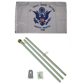 3'x5' USCG COAST GUARD Polyester Flag and 6' Aluminum POLE KIT