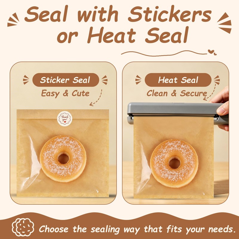 250 Pack Cookie Bags with Seal, 7.1 x 7.5 Inch