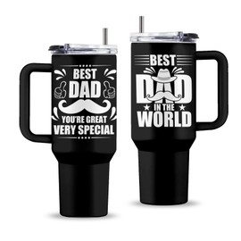 Uibunoo Gifts for Dad, 40 Oz Stainless Steel Dad Tumbler with Handle & Straw & Lid, Dad Gifts, Christmas Gifts for Dad from Daughter Son, Birthday Thanksgiving Day Gift for Daddy Men, New Dad Gifts