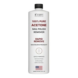 C CARE Quitaesmalte De Acetona 100% Puro Calidad Profesional Fácil De Usar Elimina Rápidamente Uñas Naturales De Gel Acrílicas De Goma Laca Y Con Brillantina 237 Ml