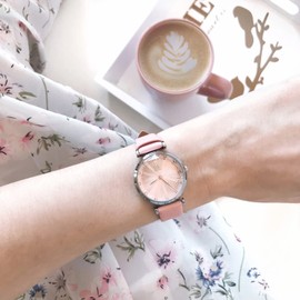 SHENGKE Watches for Women Fashion Simple Women's Watch Creative Ladies Watch Waterproof Wrist Watch with Leather Band，Pink