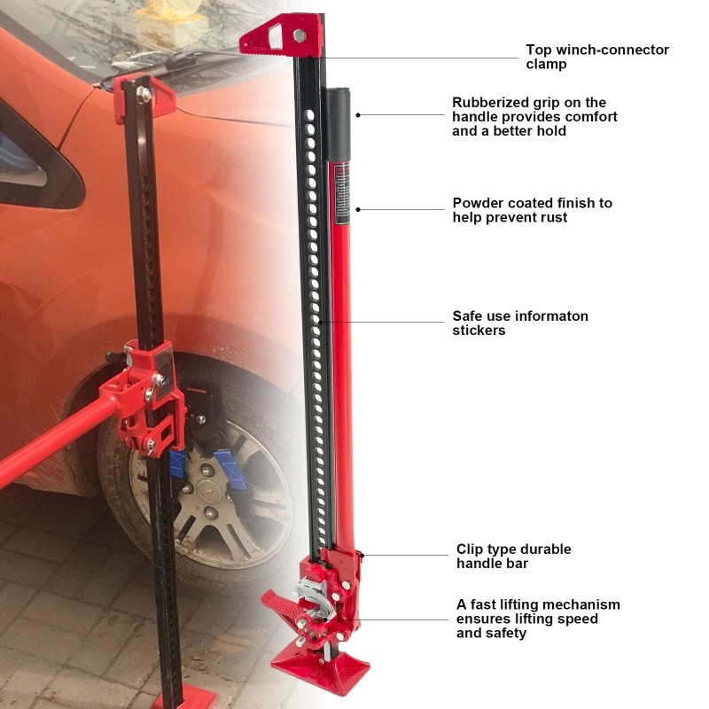 flysak-autoparts Farm Jack - Red 48in High Lift Jack Utility
