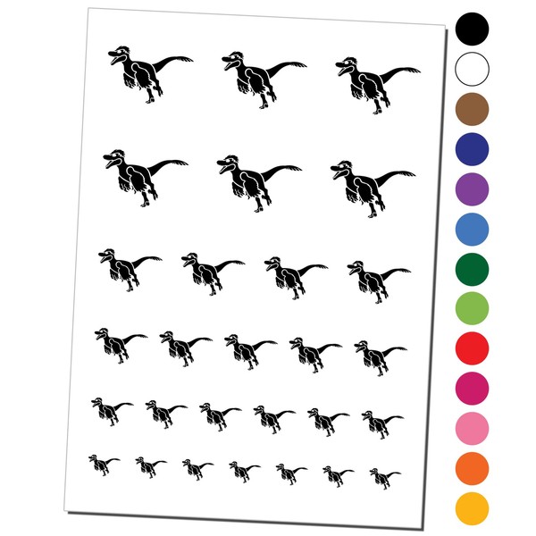 Velociraptor Dinosaur Running Temporary Tattoo Water Resistant Fake Body Art