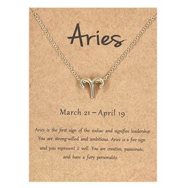 Aries Zodiac Constellation Necklace for Women Gold Plated Horoscope Necklaces Aries Birthday Christmas Gift for Women Girls Aries Astrology Pendant Necklace Jewelry
