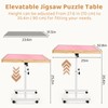 Vasitelan Adjustable Wooden Jigsaw Puzzle Table with Wheels, Puzzle Tables