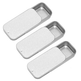 SKYPIA Lip Balm Tins Slide Top Tin Containers for Lip Balm Crafts Storage Kit - 0.25oz 3 Pack (SILVER)