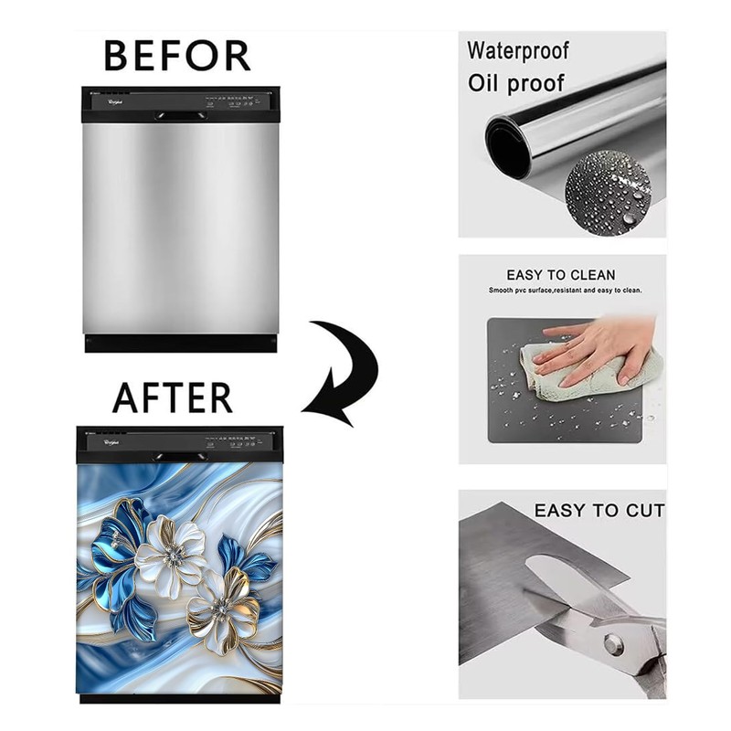 BVBOX Dishwasher Magnet Cover 23"x26", Reusable Magnetic Refrigerator Covers, Dishwasher