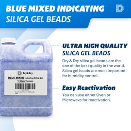 [1.9 LBS] Blue Mixed(Blue and Clear) Silica Gel Beads Desiccant Beads(Industry Standard 3-5 mm) - Rechargeable Silica Gel Beads Desiccant Silica Beads