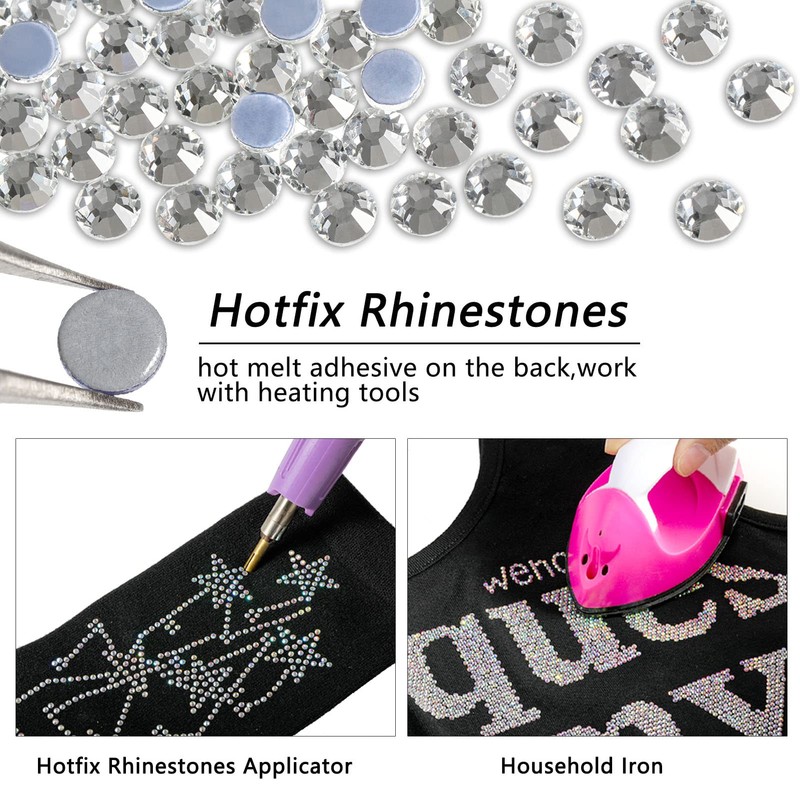 Beadsland Hotfix Rhinestones, 2880pcs Flatback Crystal Rhinestones for Crafts Clothes