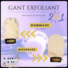 Kessa 2 in 1 Exfoliating Kessa and Bath Sponge for Face & Body Scrub Sensitive Skin Care and Deep Cleansing