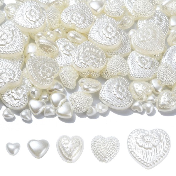 UR URLIFEHALL 200 Pcs ABS Plastic Imitation Pearl Heart Beads