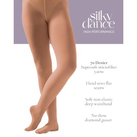 Silky Dance High Perf Footed Full Foot Ballet Tights for Girls, Tan, Age 5-7