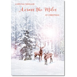 doodlecards Across The Miles Christmas Card Deers in Forest Medium Size Christmas Card with Plain Envelope