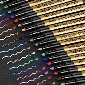 Plumones Metalicos, 20 pcs Plumones de Acrilico para Papel Negro,Punta Media de 2 mm, Ideales para Pintura Rupestre, Papel Negro, Tarjetería, Scrapbooking, Álbum de Fotos DIY