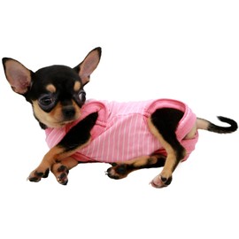 LOPHIPETS Girl Dog Shirts Pajamas for Small Teacup Dog Chihuahua Yorkie Puppy Cat Clothes-Pink Strips/XS