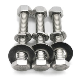 (6 Sets) 3/8-16x2-1/2 Stainless Steel Hex Head Screws Bolts, Nuts, Flat & Lock Washers, 18-8 (304) S/S, Fully Threaded by Bolt Fullerkreg