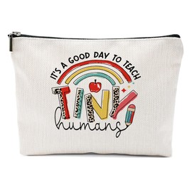 XFN Teacher Appreciation Gifts, Boho Rainbow Makeup Bag Cosmetic Bag Travel Pouch, Teacher Thank You Gifts for Women Girls Educator Coworker New Teachers Graduation Birthday