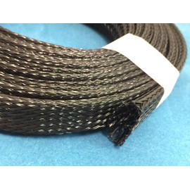 Polyester Braided Sleeve for Cable Covering Inner Diameter (Normal): Approx. 0.4 inches (10 mm) ~ (Expanded): Approx. 1.1 inches (28 mm) Folding Width: 0.7 inches (17 mm), 5 M Roll